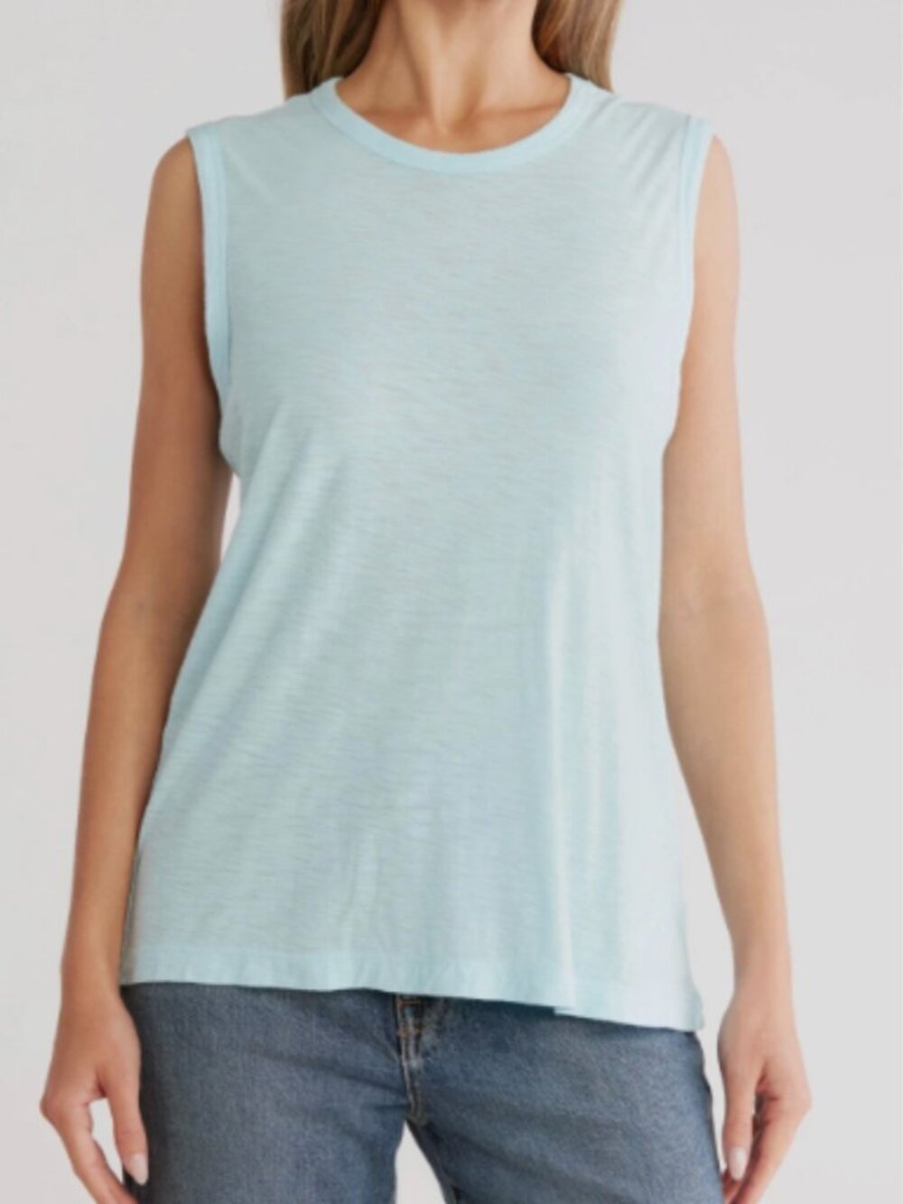 NEW Standard James Perse Crew Neck Sleeveless Tee Shirt SZ L Cotton Modal Blend